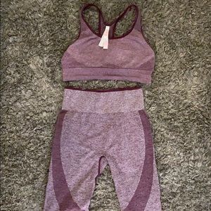 VS Pink Seamless Contour Leggings Bra Set